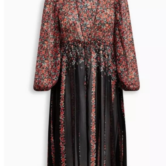 Torrid Lurex Chiffon Tie Front Maxi Floral Top Top Duster Kimono 2 2X Festival - Picture 4 of 9